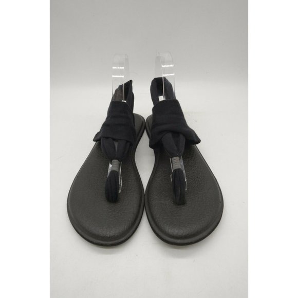 Sanuk Black Stretch Strap Casual Slingback Thong Sandals Shoes Women's 9 - Picture 6 of 10